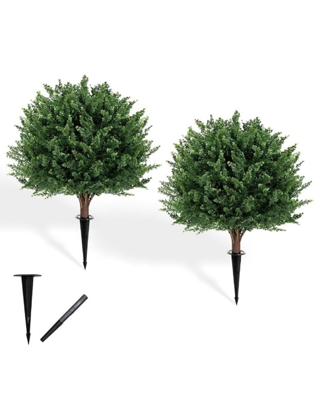 Set of 2 UV Resistant 23.5" Artificial Cypress Trees - Lifelike Cedar Evergreens